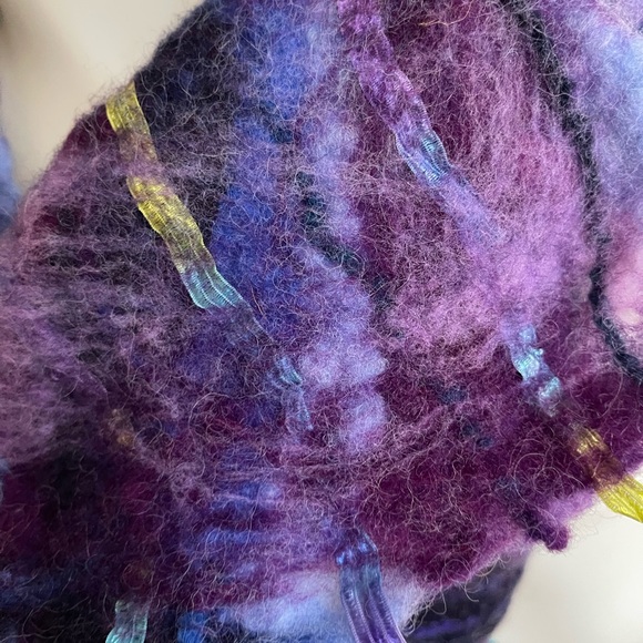 Handcrafted Blue and Purple Multicolor Felted Merino Wool Scarf - Picture 3 of 4